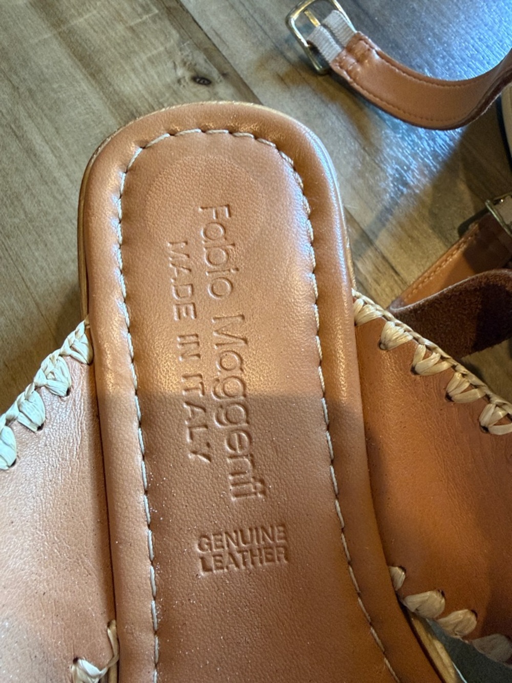 Women's Brown Suede Crisscross Platform Sandals with Whipstitch Detail - Picture 2 of 3